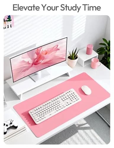YSAGi Pink Leather Desk Pad Protector 140cm x 61cm (55" x 24") | Protects Desks, Doubles as Large Mouse Pad thumbnail 7