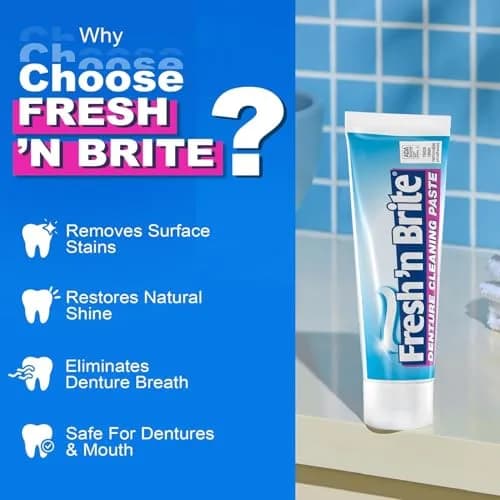 Fresh 'n Brite Denture Cleaner Paste Dual-Layer Mint 214g (7.6 oz) | ADA Accepted Formula thumbnail 4