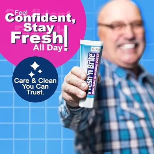 Fresh 'n Brite Denture Cleaner Paste Dual-Layer Mint 214g (7.6 oz) | ADA Accepted Formula thumbnail 7