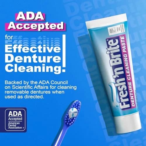 Fresh 'n Brite Denture Cleaner Paste Dual-Layer Mint 214g (7.6 oz) | ADA Accepted Formula thumbnail 2