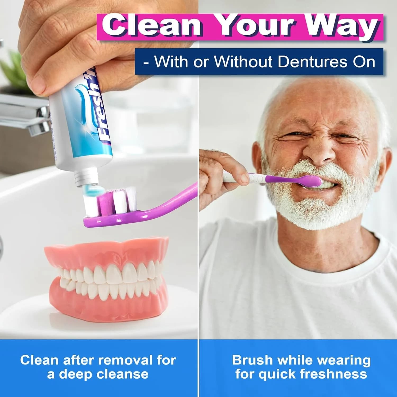 Fresh 'n Brite Denture Cleaner Paste Dual-Layer Mint 214g (7.6 oz) | ADA Accepted Formula - view 3
