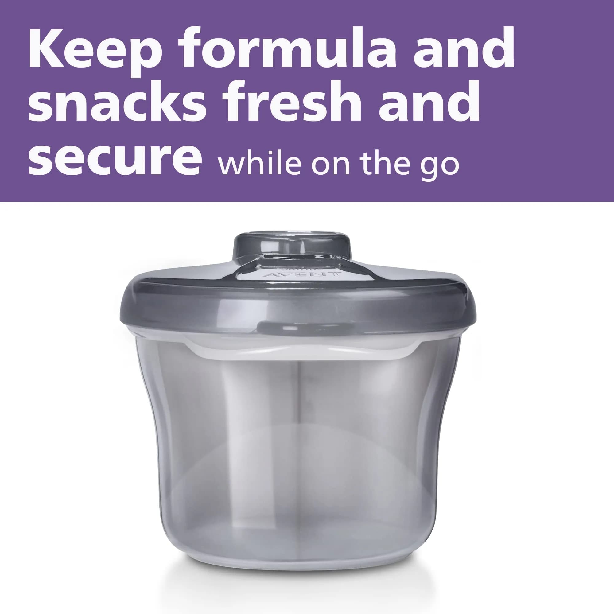 Philips Avent Powder Formula Dispenser and Snack Cup | 260ml (9 oz) | BPA-Free, Grey, Pack of 2 - view 2