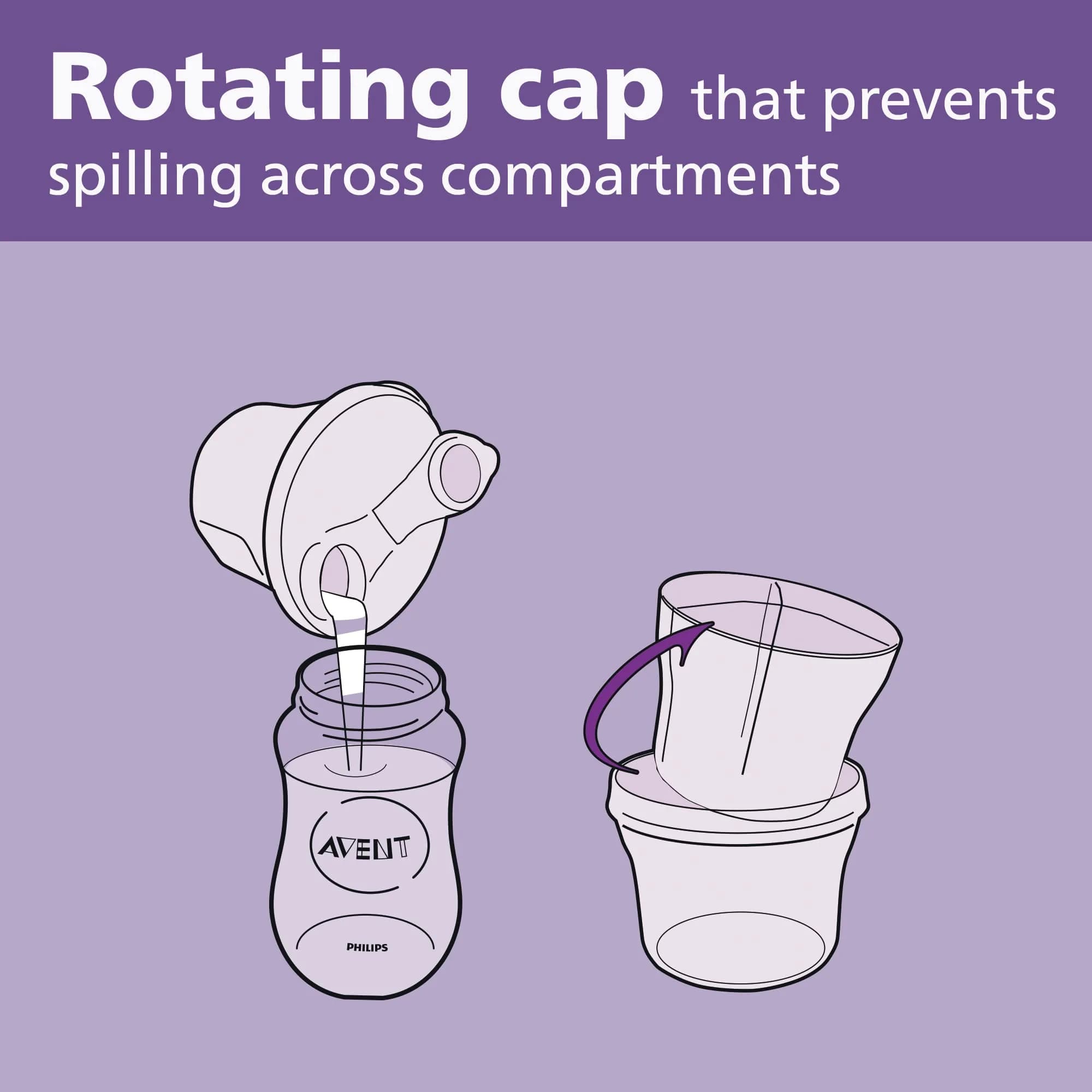 Philips Avent Powder Formula Dispenser and Snack Cup | 260ml (9 oz) | BPA-Free, Grey, Pack of 2 - view 4