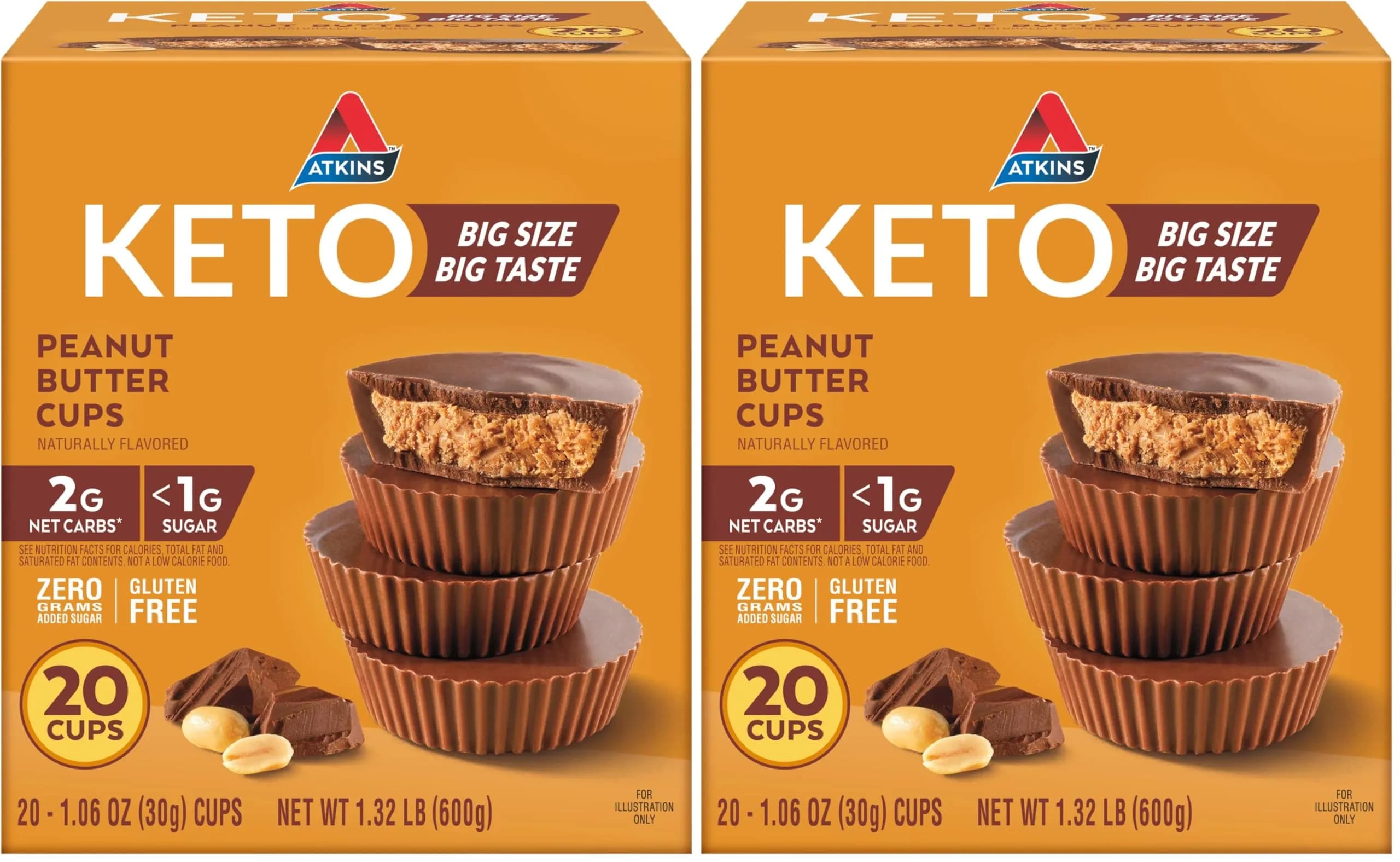 Atkins Keto Peanut Butter Cups 20 Count | Naturally Flavored, Zero Sugar, Gluten Free