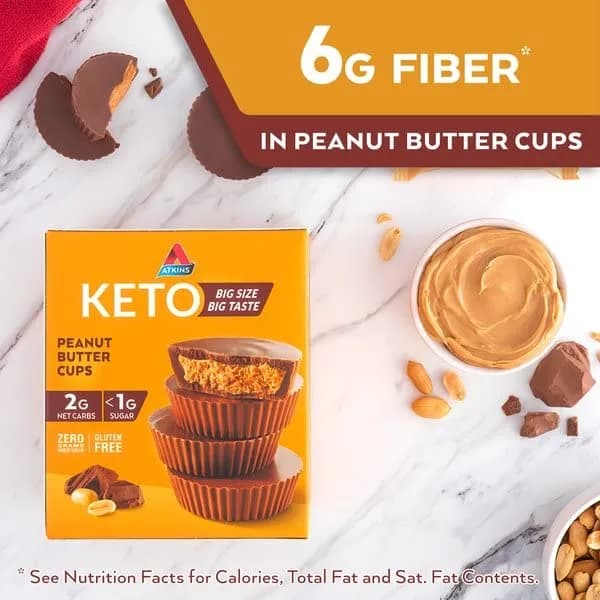 Atkins Keto Peanut Butter Cups 20 Count | Naturally Flavored, Zero Sugar, Gluten Free thumbnail 8