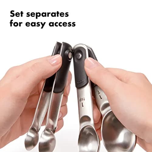 OXO Good Grips 4 Piece Stainless Steel Measuring Spoons Set with Magnetic Snaps, 15ml (1 T) | Precision Baking & Cooking thumbnail 5