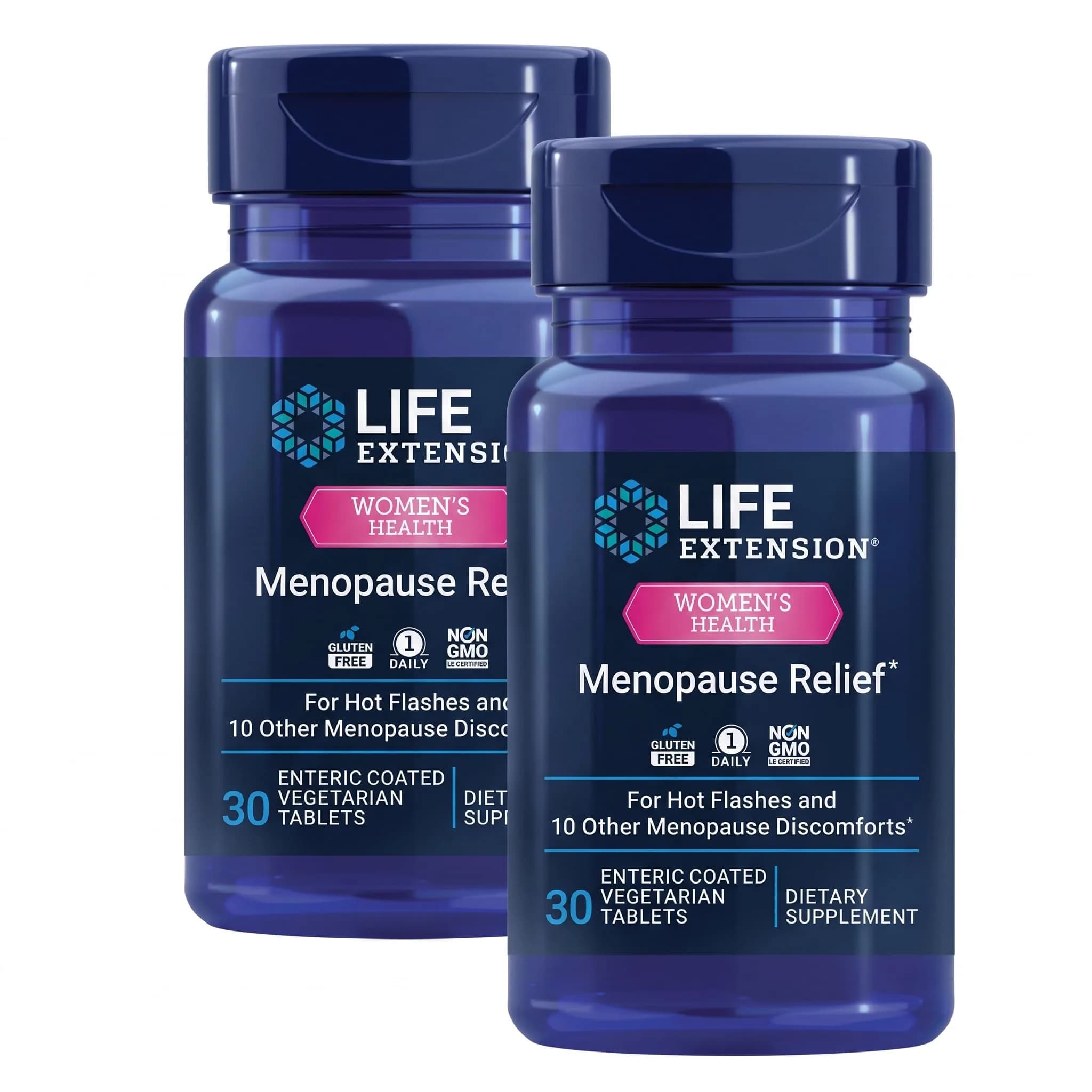 Life Extension Menopause Relief – Siberian Rhubarb | Hormone-Free, Gluten-Free, Vegetarian (Pack of 2) — Off White to Beige