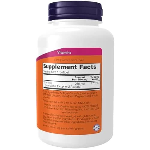NOW Foods Vitamin E-400 IU Softgels | Antioxidant Support for Cellular & Vascular Health in India thumbnail 2