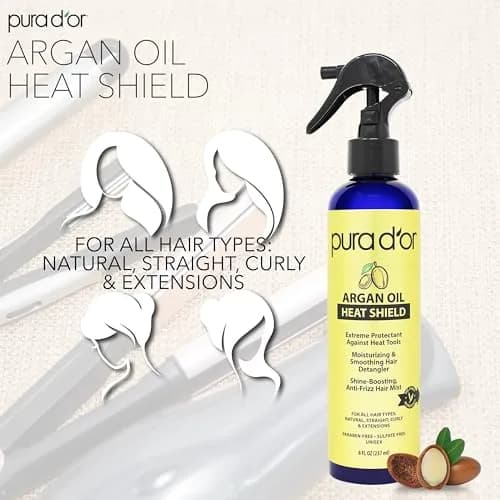 PURA D'OR Argan Oil Heat Shield Protectant Spray 474ml (16 Fl Oz) | Protects Up To 450º F From Heat Styling thumbnail 3