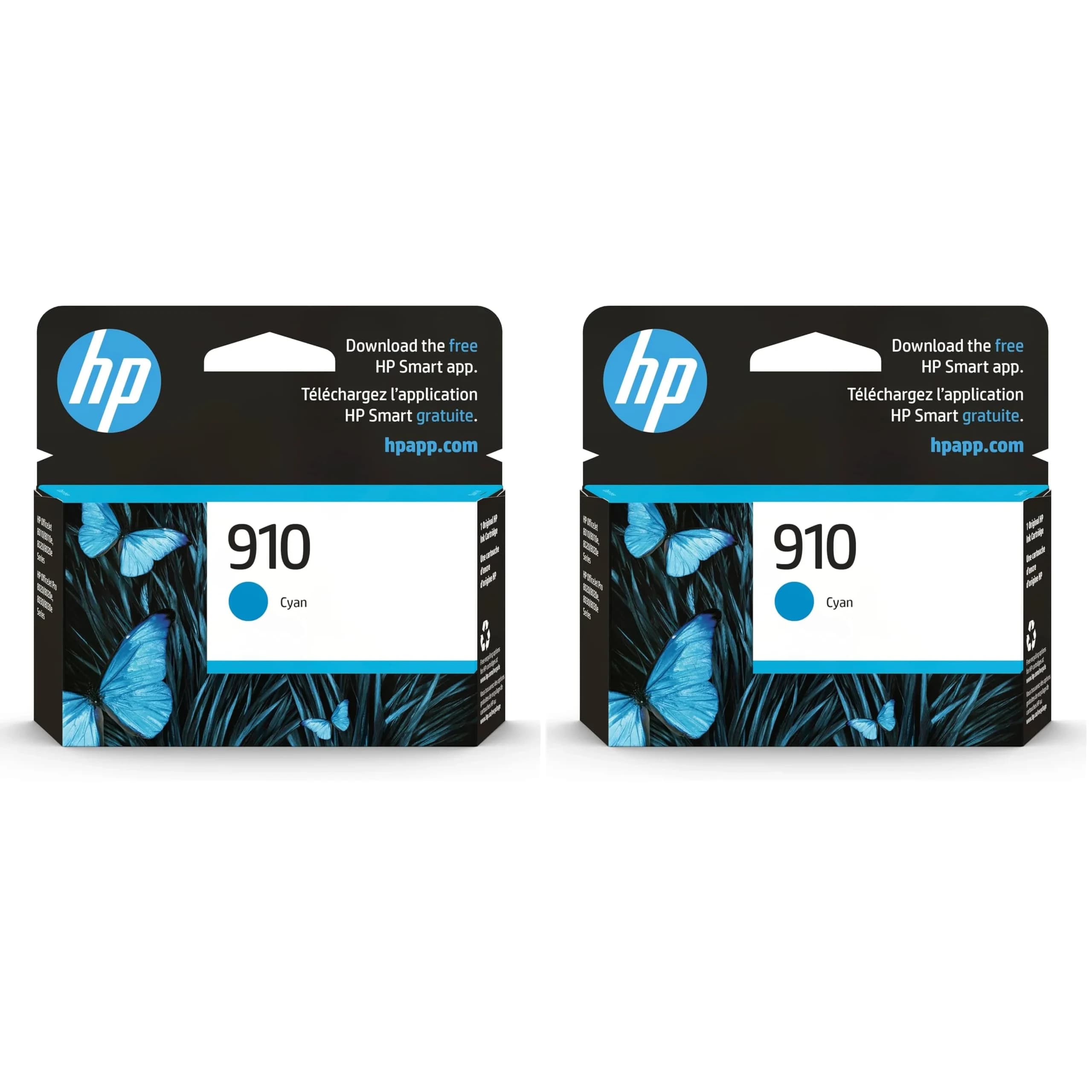 HP 910 Cyan Ink Cartridge 2 Pack | Fade-Resistant Documents & Brilliant Images - main product image
