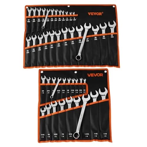 VEVOR 44-Piece Combination Wrench Set, Metric 6-32mm & SAE 1/4"-1-1/4" | Durable Steel, Organized Storage thumbnail 1