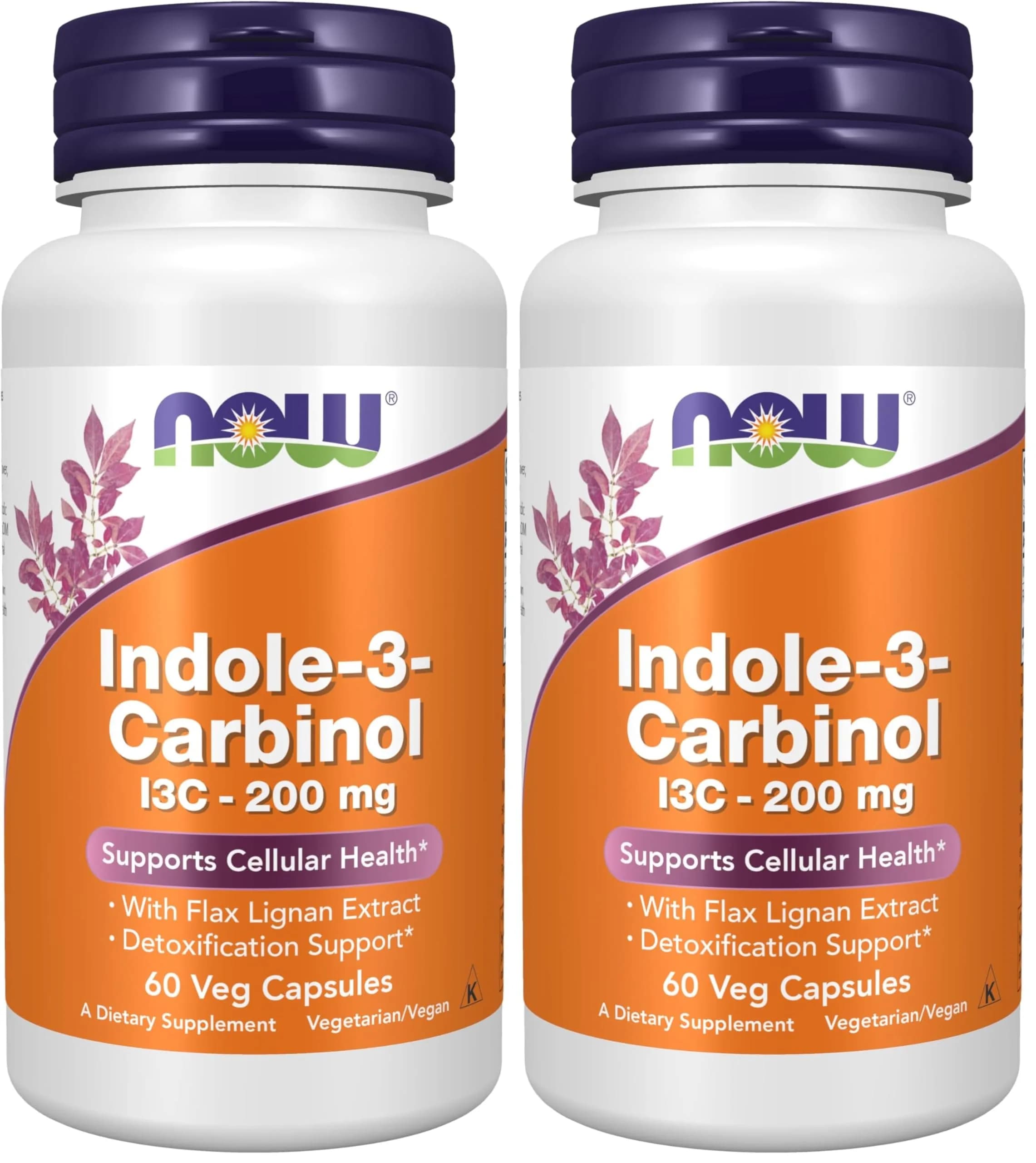 NOW Foods Indole-3-Carbinol 200 mg with Flax Lignan Extract 120 Veg Capsules (Pack of 2) | Detoxification Support with Flax Seed Lignan Extract - main product image