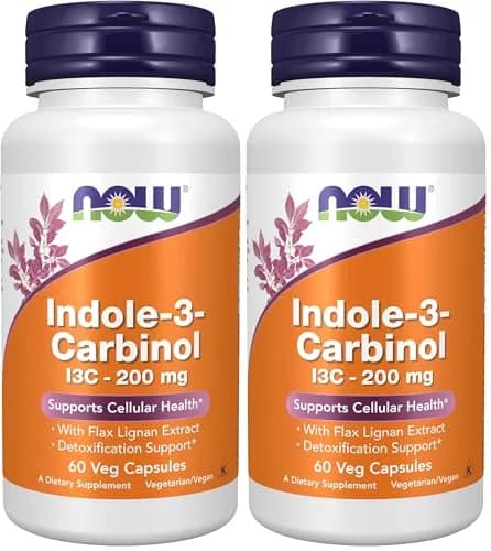NOW Foods Indole-3-Carbinol 200 mg with Flax Lignan Extract 120 Veg Capsules (Pack of 2) | Detoxification Support with Flax Seed Lignan Extract thumbnail 1