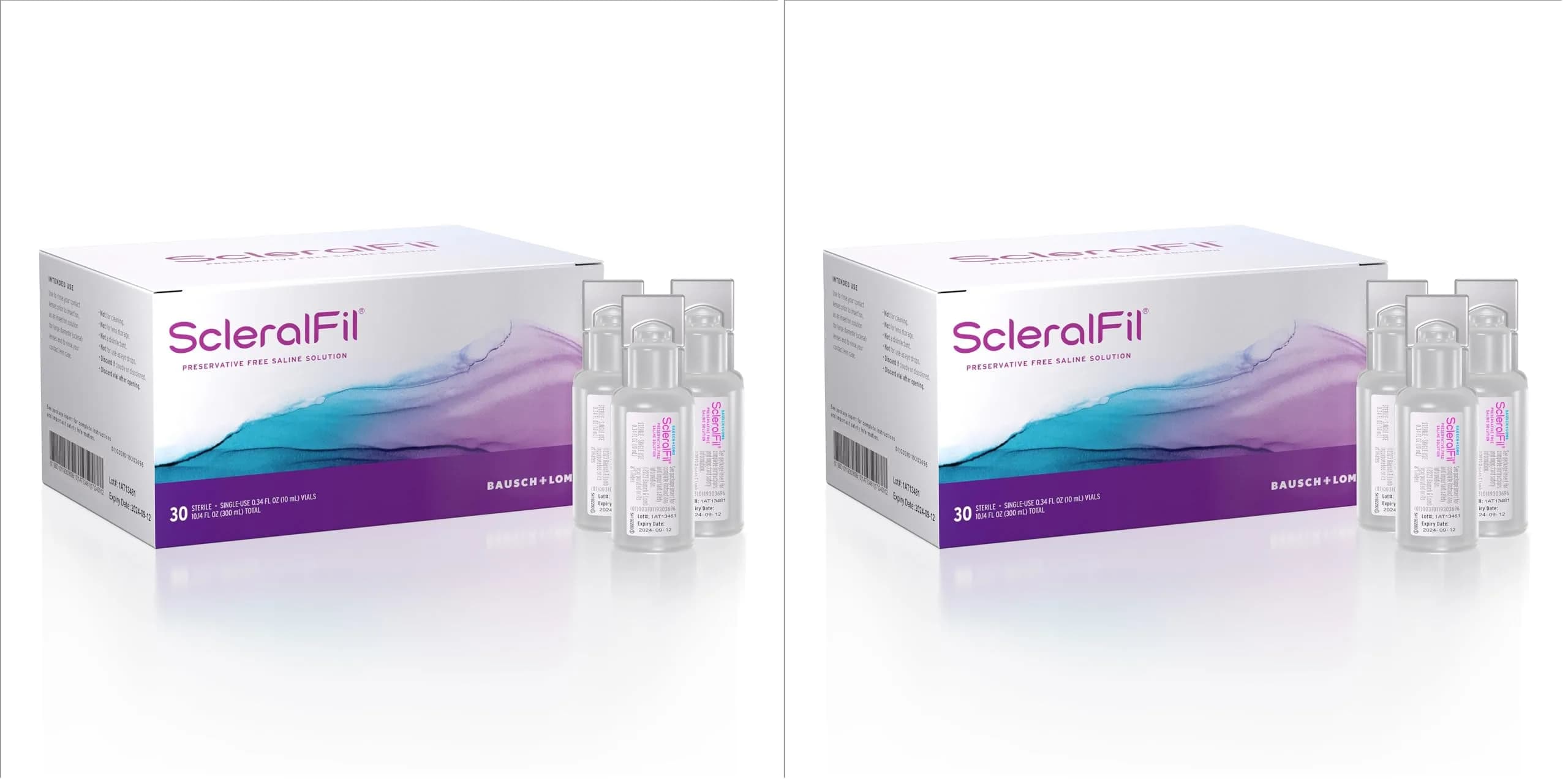Bausch + Lomb ScleralFil Preservative-Free Saline Solution 60 x 10ml Vials | Buffered Isotonic for Scleral Lenses