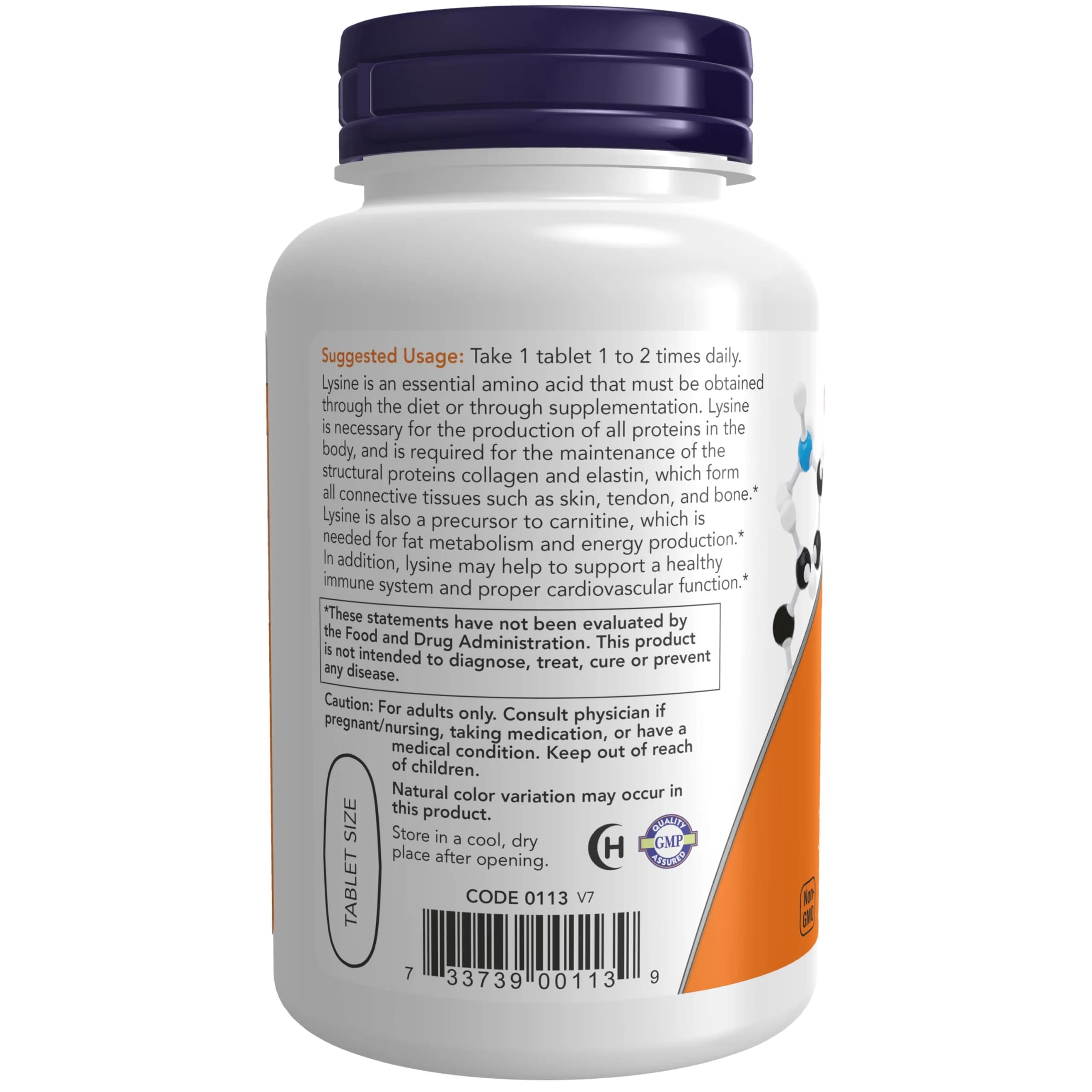 NOW Foods L-Lysine Hydrochloride 1,000 mg Double Strength Tablets (500 Count) | Essential Amino Acid for Collagen & Immune Support - view 3