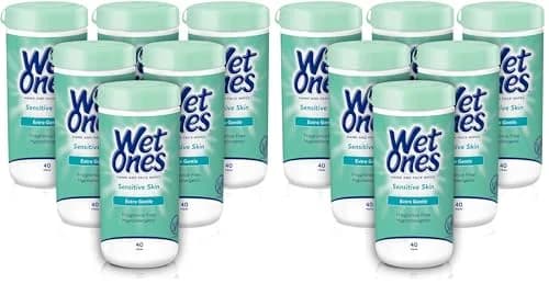 Wet Ones Sensitive Skin Hand and Face Wipes Unscented 40ct Canister (Pack of 12) | Hypoallergenic & Pediatrician Tested thumbnail 1