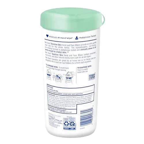 Wet Ones Sensitive Skin Hand and Face Wipes Unscented 40ct Canister (Pack of 12) | Hypoallergenic & Pediatrician Tested thumbnail 7