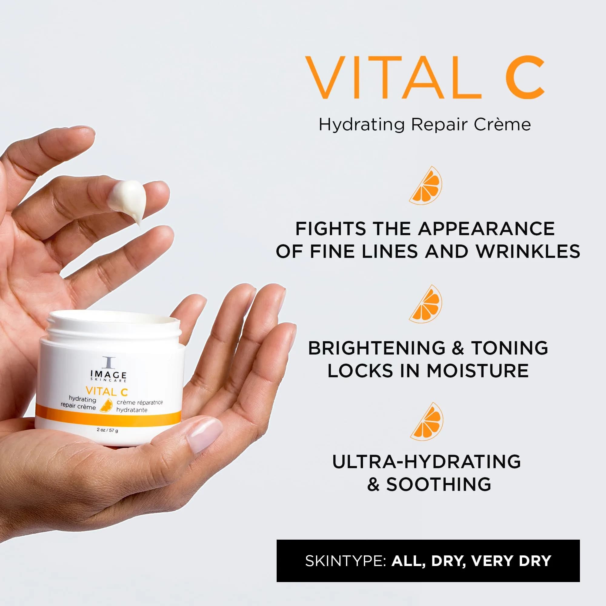 IMAGE Skincare VITAL C Hydrating Repair Crème 59 ml (2 fl oz) | Hyaluronic Acid & Vitamin C Night Moisturizer for Dry Skin - view 2