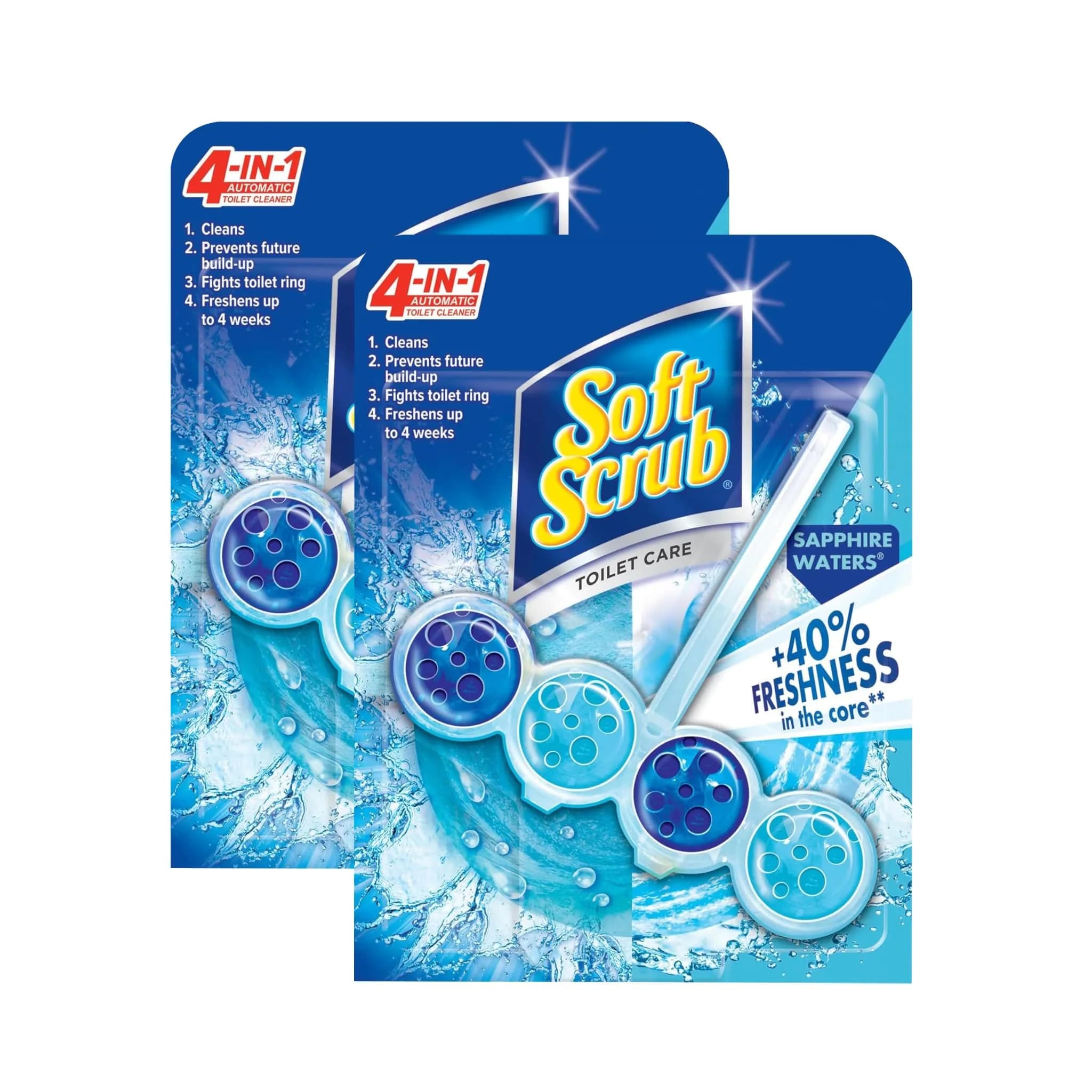 Soft Scrub 4-in-1 Rim Hanger Toilet Bowl Cleaner 12 Pack | Sapphire Waters, Automatic Freshening