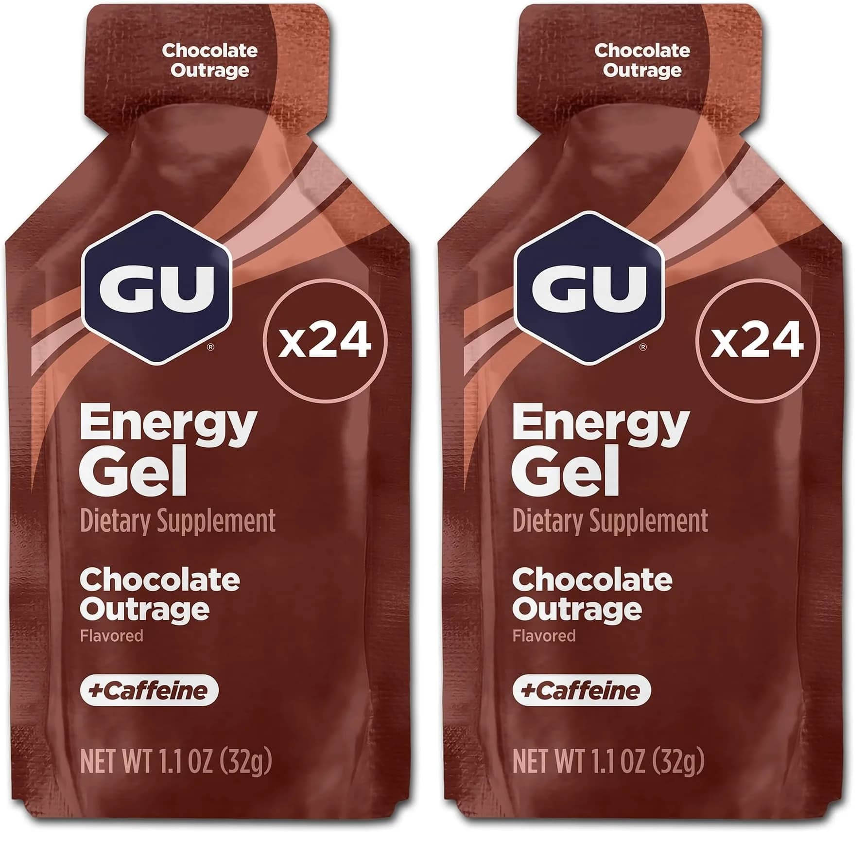 GU Energy Chocolate Outrage Energy Gel 24 Count (Pack of 2) | 100 Calories Per Packet