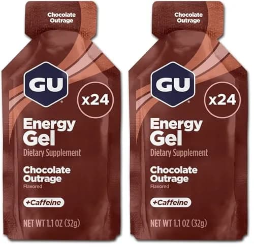 GU Energy Chocolate Outrage Energy Gel 24 Count (Pack of 2) | 100 Calories Per Packet thumbnail 1