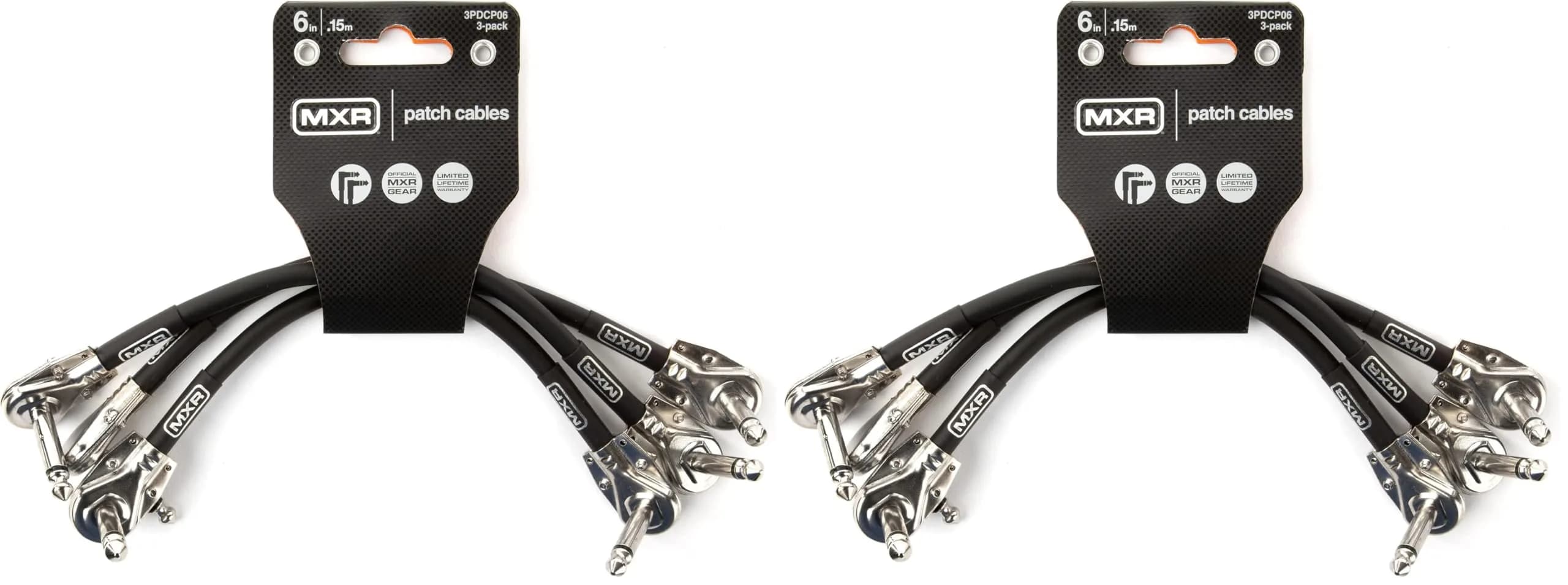 MXR Patch Cable 6 in | 15 cm | 3 Pack | Clear, Flexible, Low-Profile Pedalboard Patch Cables — Black