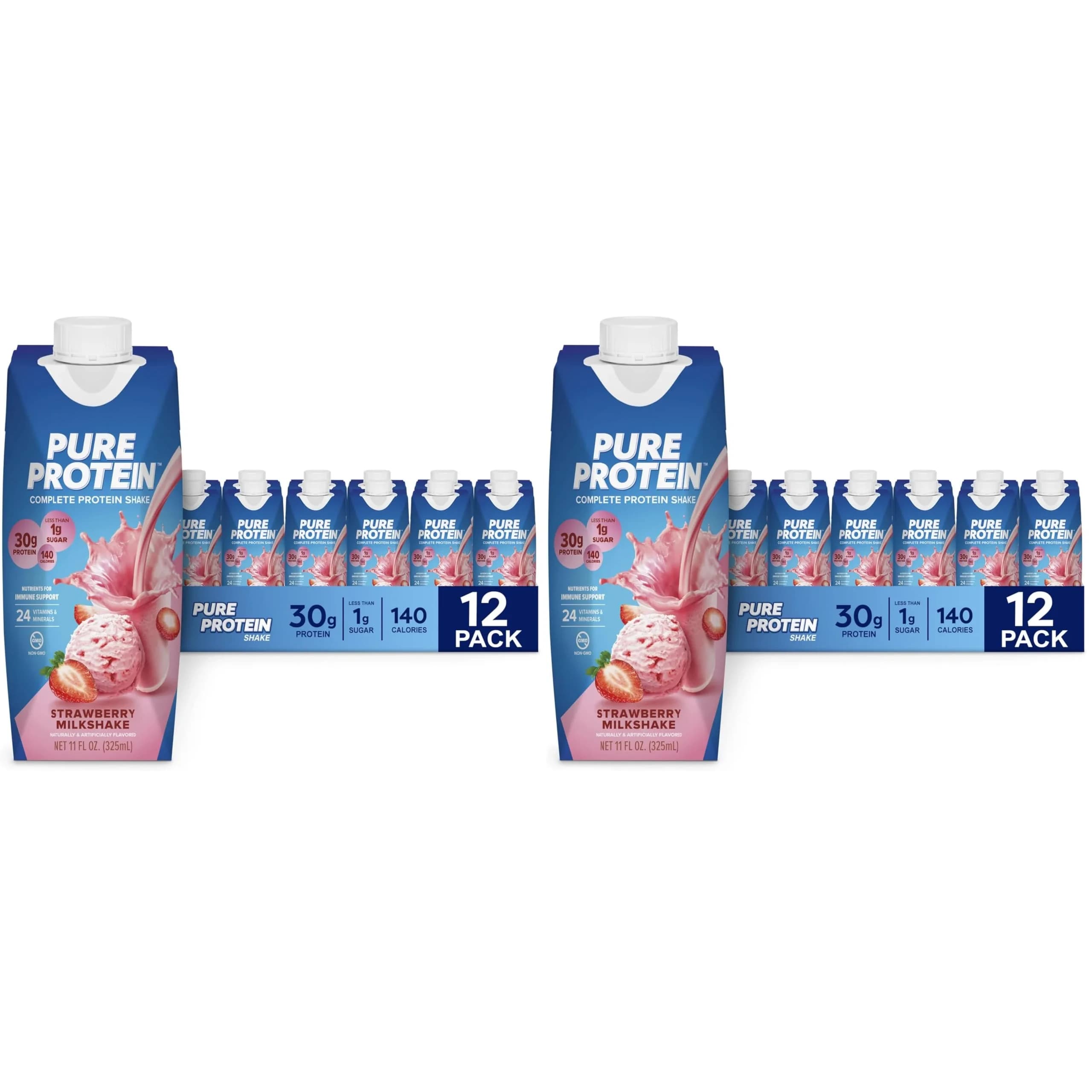 Pure Protein Strawberry Protein Shake 264ml (8.95 Fl Oz) | 30g Complete Protein, Keto-Friendly, Immune Support - main product image