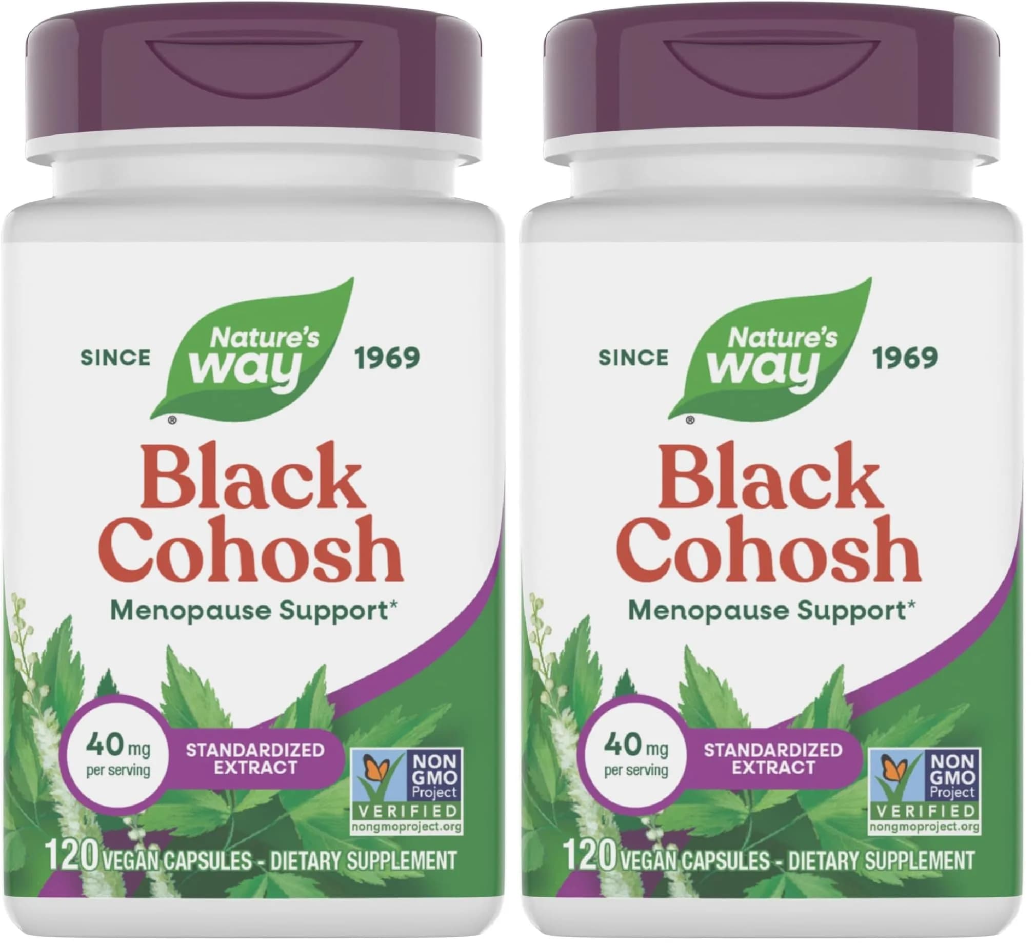 Nature's Way Black Cohosh Premium Extract Vegan Capsules 240 Count (120 Count Pack of 2) | Menopause Support with 40 mg per Serving