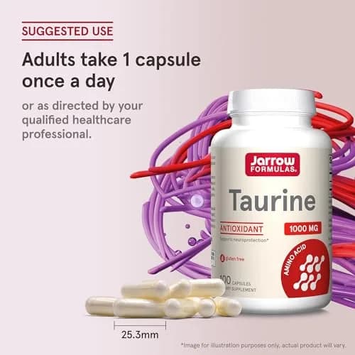 Jarrow Formulas Taurine 1000 mg Capsules | 200 Count (Pack of 2) | Amino Acid Supplement for Brain Health Support thumbnail 7