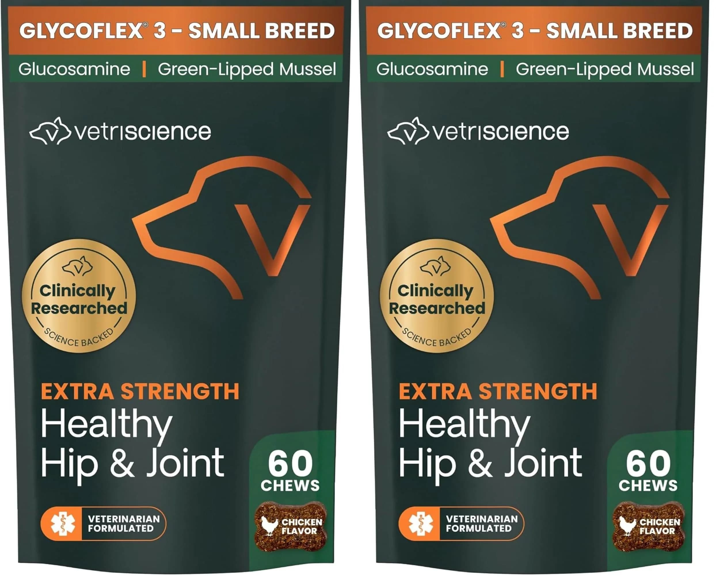 VetriScience Extra Strength Healthy Hip & Joint Chews for Small Dogs | 60 Chews (120 Total Chews) | Supports Mobility & Flexibility — 60 Chews