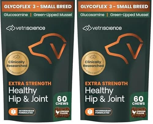 VetriScience Extra Strength Healthy Hip & Joint Chews for Small Dogs | 60 Chews (120 Total Chews) | Supports Mobility & Flexibility thumbnail 1