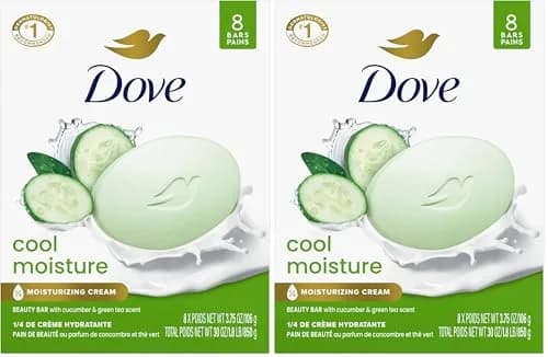 Dove Moisture Beauty Bar Soap 3.75 oz Pack of 16 | Refreshing Cucumber & Green Tea thumbnail 1