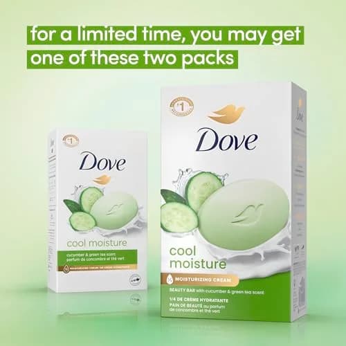 Dove Moisture Beauty Bar Soap 3.75 oz Pack of 16 | Refreshing Cucumber & Green Tea thumbnail 2