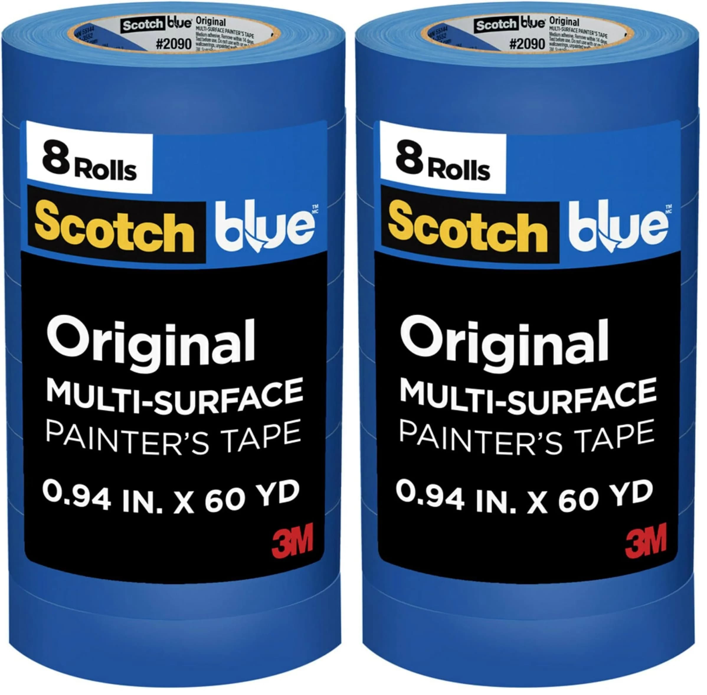ScotchBlue Original Multi-Surface Painter's Tape 2.4cm (0.94") x 54.9m (60 Yds) Rolls | 14-Day Clean Removal - main product image