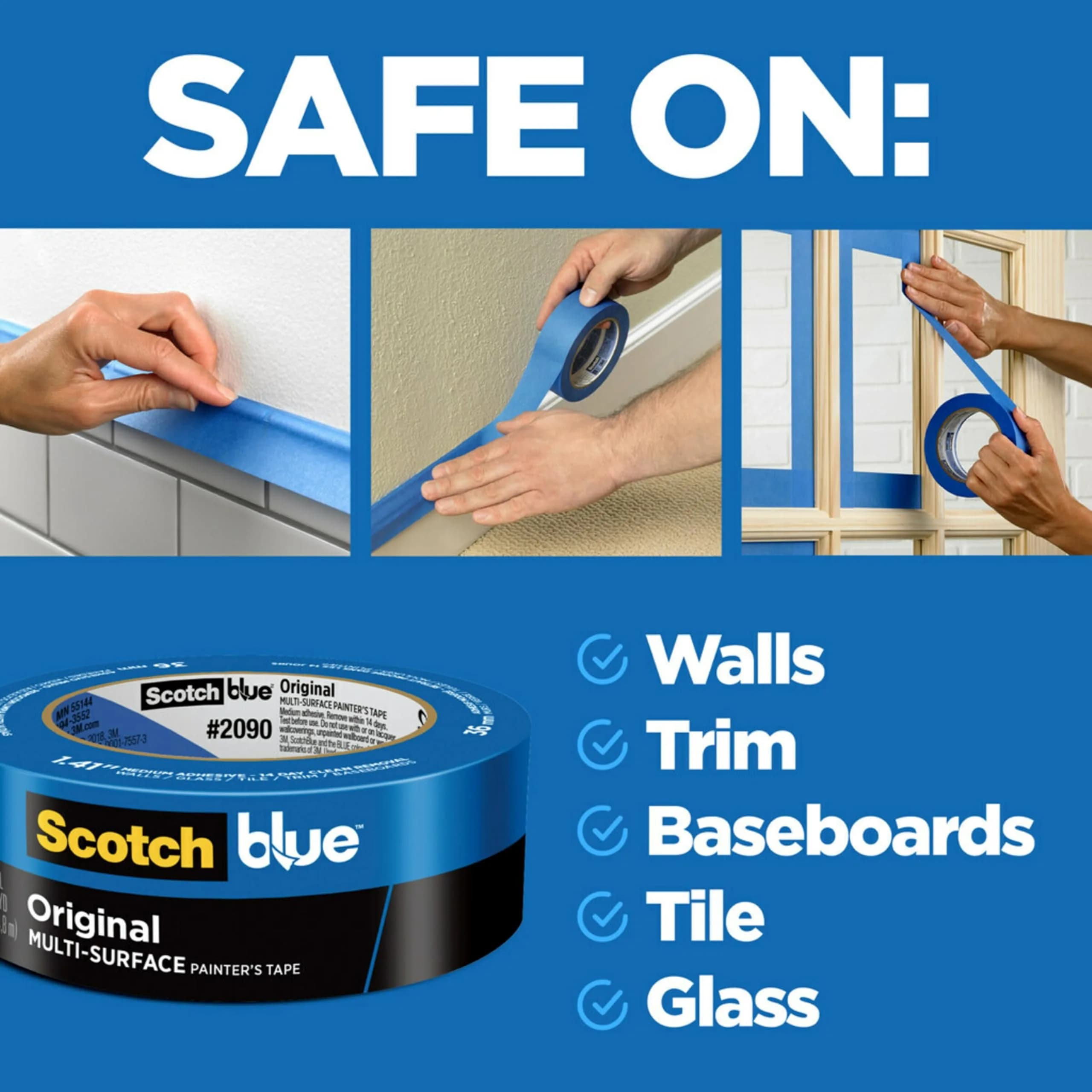 ScotchBlue Original Multi-Surface Painter's Tape 2.4cm (0.94") x 54.9m (60 Yds) Rolls | 14-Day Clean Removal - view 2