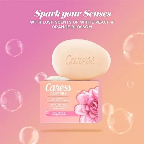 Caress Daily Silk Beauty Bar Soap with White Peach & Orange Blossom Scent, 3.15 oz Bar, Pack of 6 | Moisturizing Cleanser for Silky Soft Skin thumbnail 4