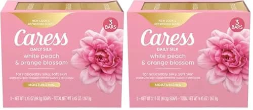 Caress Daily Silk Beauty Bar Soap with White Peach & Orange Blossom Scent, 3.15 oz Bar, Pack of 6 | Moisturizing Cleanser for Silky Soft Skin thumbnail 1
