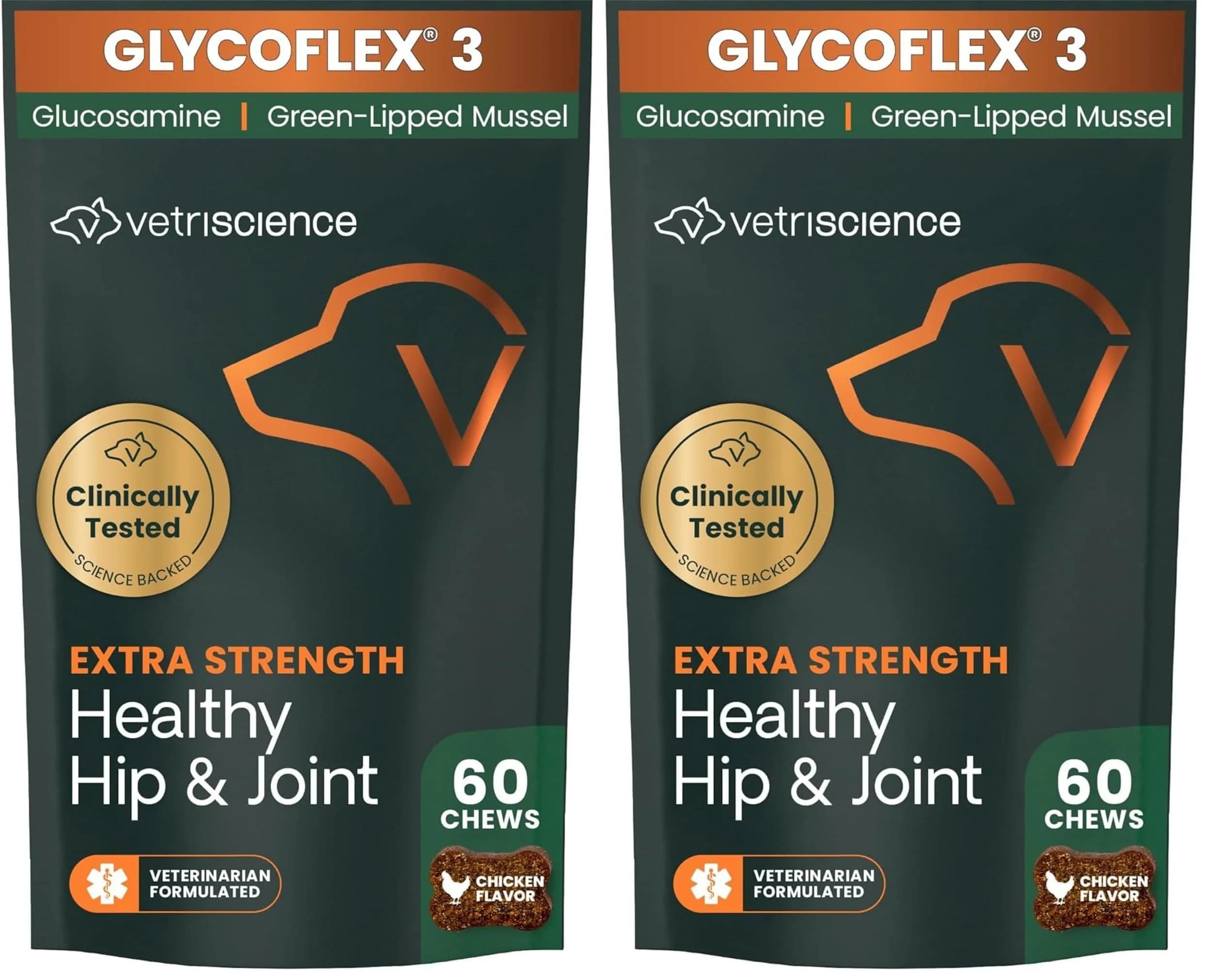VetriScience Extra Strength Healthy Hip & Joint Chews for Dogs, Chicken Flavour, 60 Count (Pack of 2) - main product image