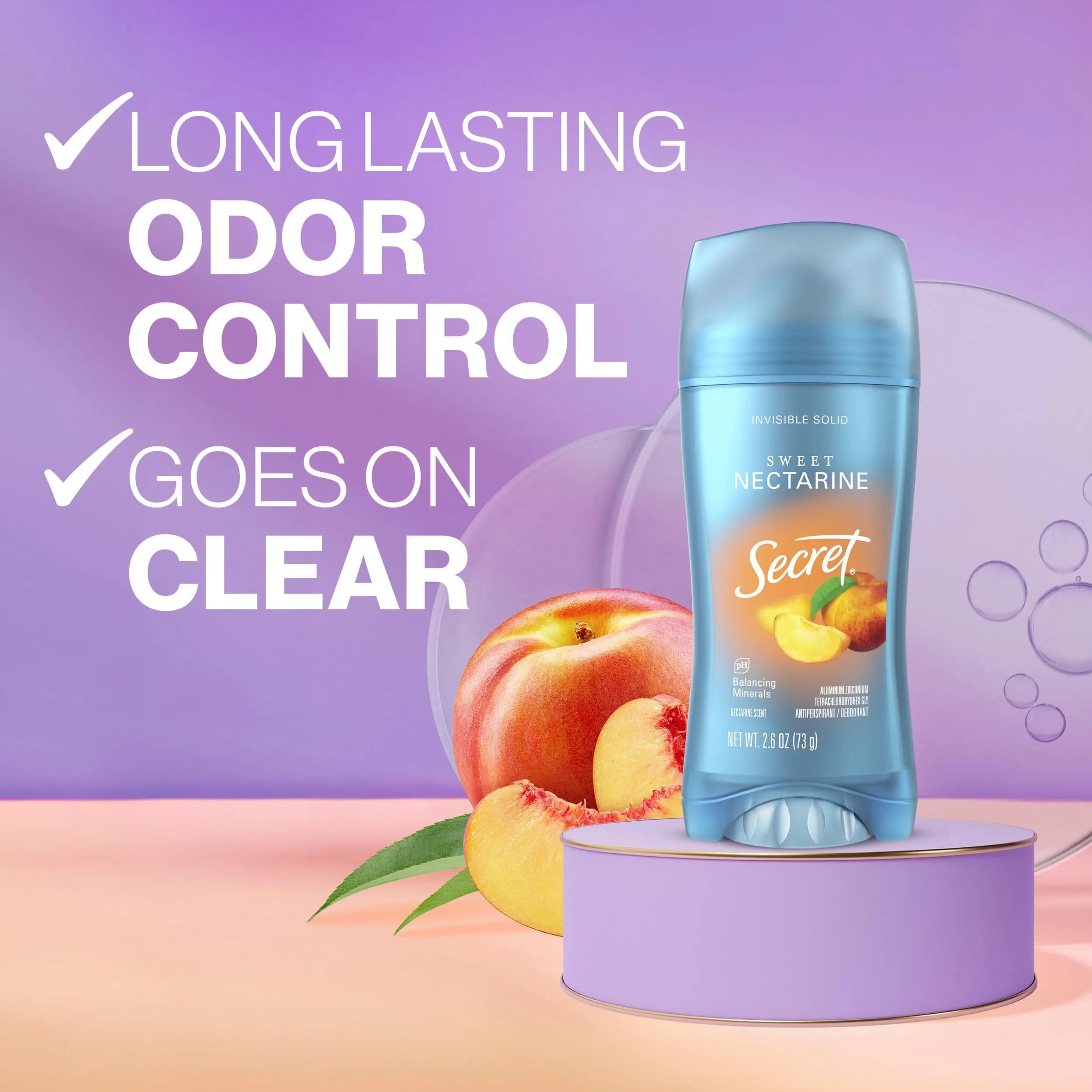 Secret Fresh Antiperspirant Deodorant for Women, Sweet Nectarine Scent, 2.6 oz (Pack of 2) - view 2