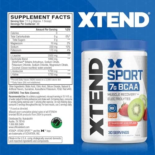 Xtend BCAA Powder Strawberry Kiwi Splash | Electrolyte Recovery & Hydration (12.2 oz, Pack of 2) thumbnail 2
