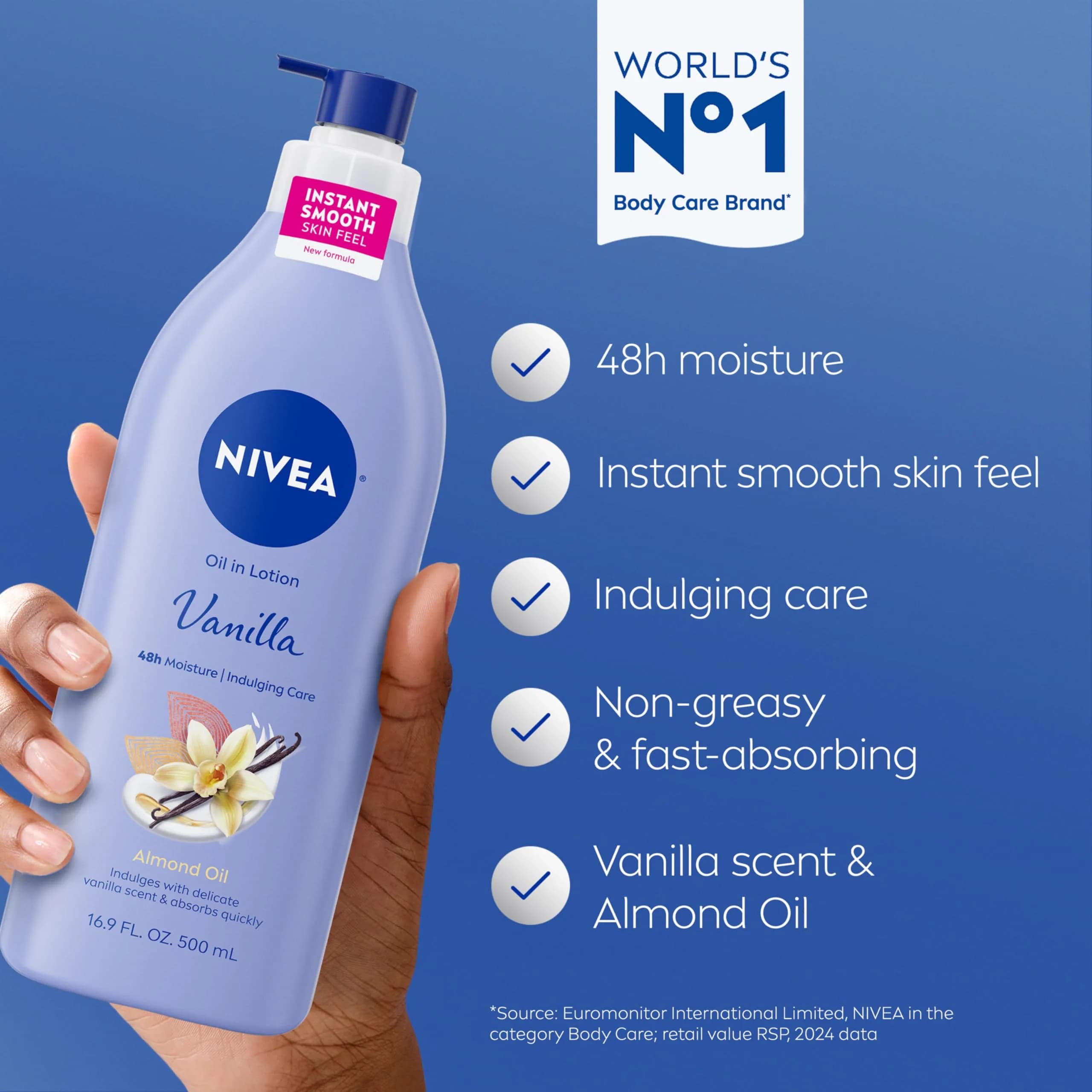 NIVEA Oil Infused Vanilla and Almond Oil Body Lotion for Women, 1014 ml (33.8 Fl Oz) Pack of 6 | 48-Hour Hydration with Almond Oil - view 3