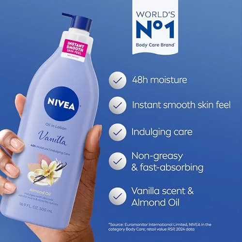NIVEA Oil Infused Vanilla and Almond Oil Body Lotion for Women, 1014 ml (33.8 Fl Oz) Pack of 6 | 48-Hour Hydration with Almond Oil thumbnail 3