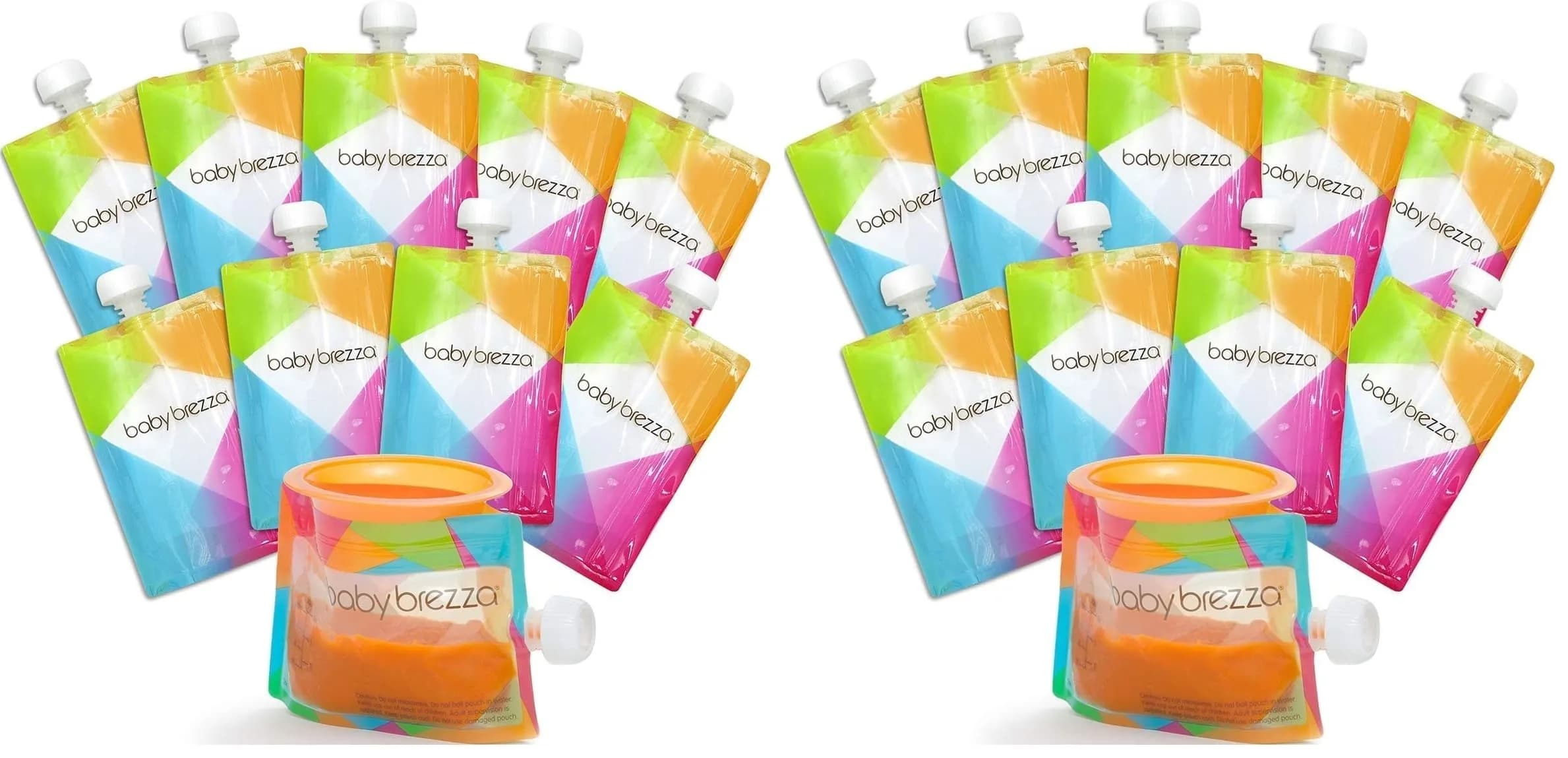 Baby Brezza Reusable Baby Food Storage Pouches 7oz (200ml) | Pack of 20, Freezer Safe, Leak-Proof — 멀티