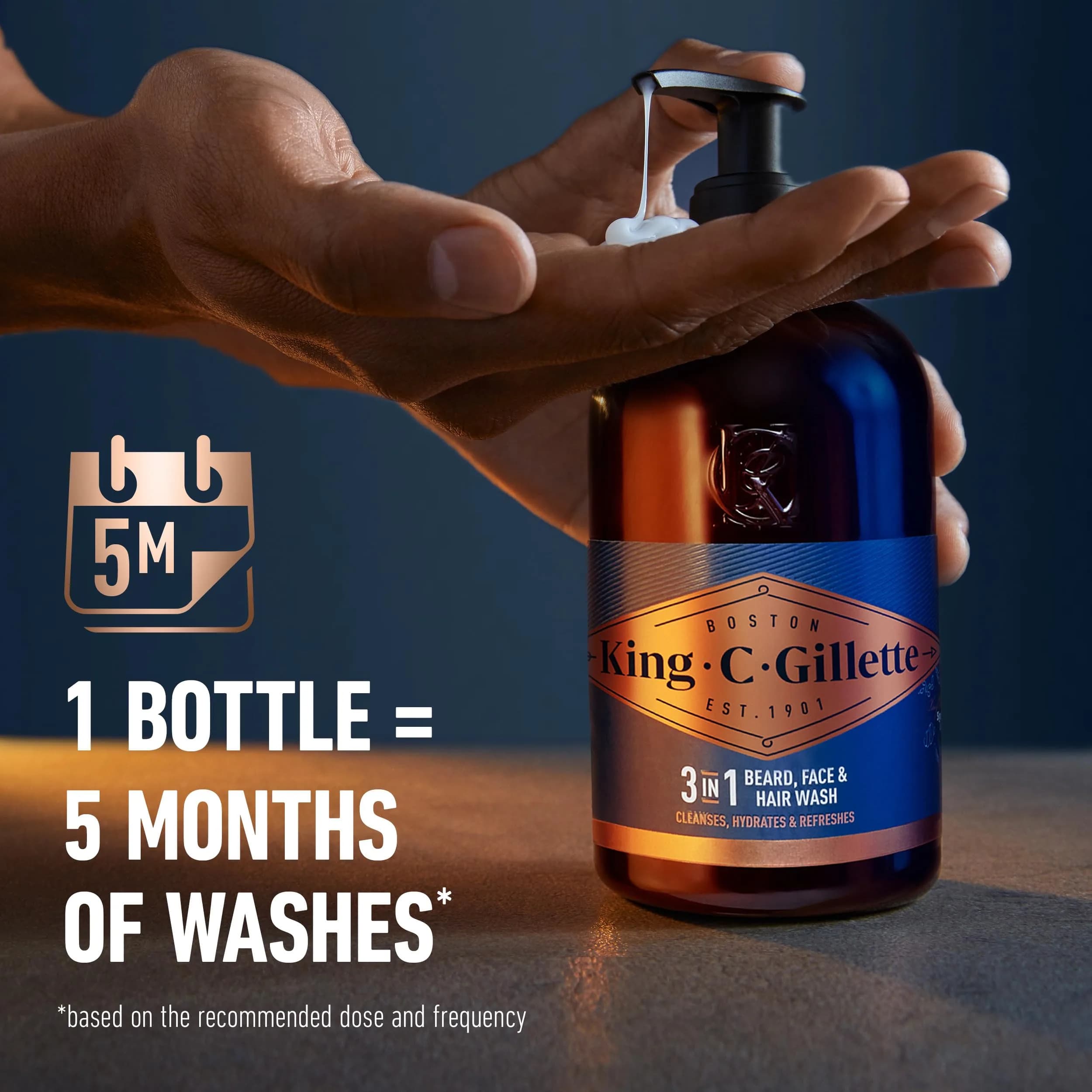 King C. Gillette Beard Wash for Men 710ml (23.6 Fl Oz) | Infused with Argan & Avocado Oils - view 5