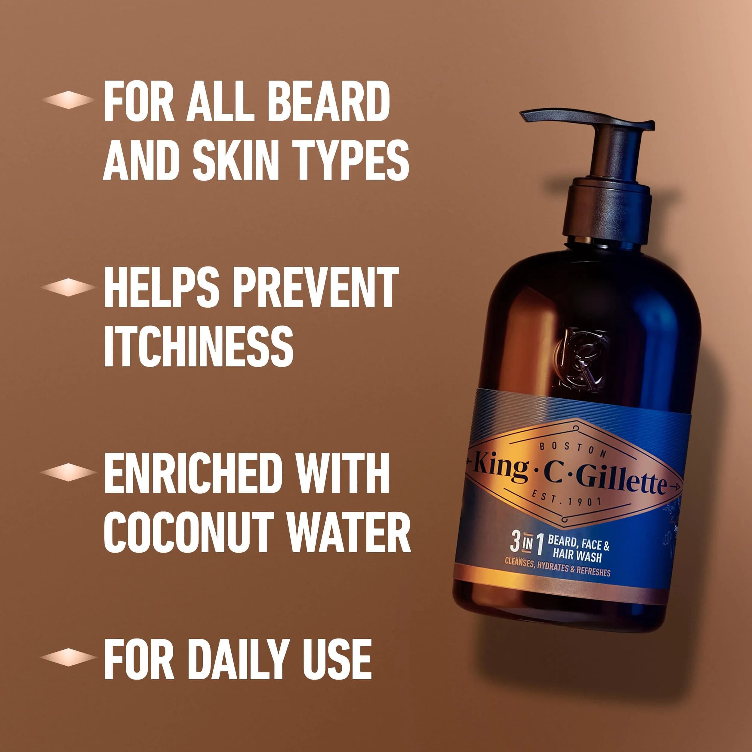 King C. Gillette Beard Wash for Men 710ml (23.6 Fl Oz) | Infused with Argan & Avocado Oils - view 6