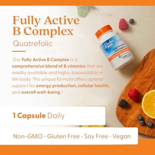 Doctor's BEST Fully Active B Complex Supplement 120 Count (Pack of 2) | Energy & Cellular Support with Methylated B12 & Folate thumbnail 4