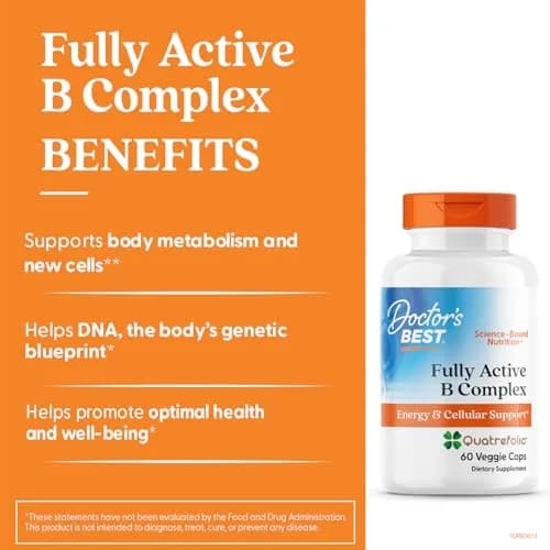 Doctor's BEST Fully Active B Complex Supplement 120 Count (Pack of 2) | Energy & Cellular Support with Methylated B12 & Folate thumbnail 2