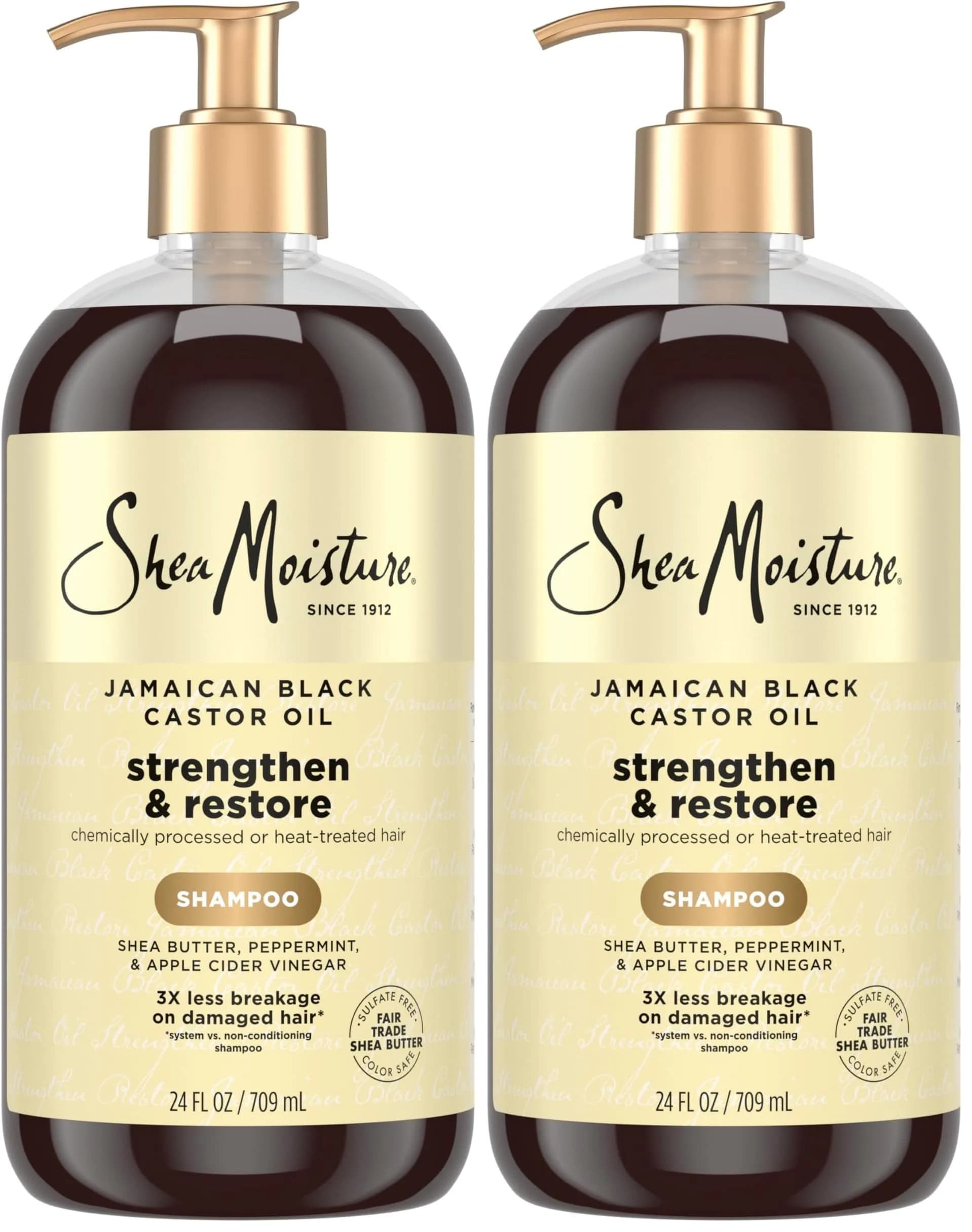 Shea Moisture Strengthen and Restore Shampoo Pure Jamaican Black Castor Oil 384ml (13 fl oz) | Cleanses and Nourishes Damaged Hair — SheaMoisture Strengthen and Restore Shampoo Jamaican Black Castor Oil for Damaged Hair Sulfate-Free 24 oz
