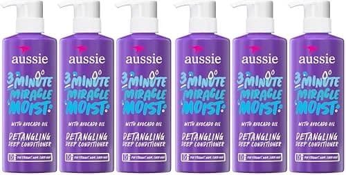 Aussie 3 Minute Miracle Moist Deep Conditioner for Dry Hair, Avocado & Jojoba Oil, 48 Fl Oz Total (Pack of 6 x 16 Fl Oz Bottles) | Hydrating & Smoothing thumbnail 1