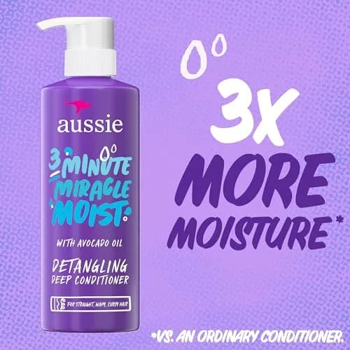 Aussie 3 Minute Miracle Moist Deep Conditioner for Dry Hair, Avocado & Jojoba Oil, 48 Fl Oz Total (Pack of 6 x 16 Fl Oz Bottles) | Hydrating & Smoothing thumbnail 9